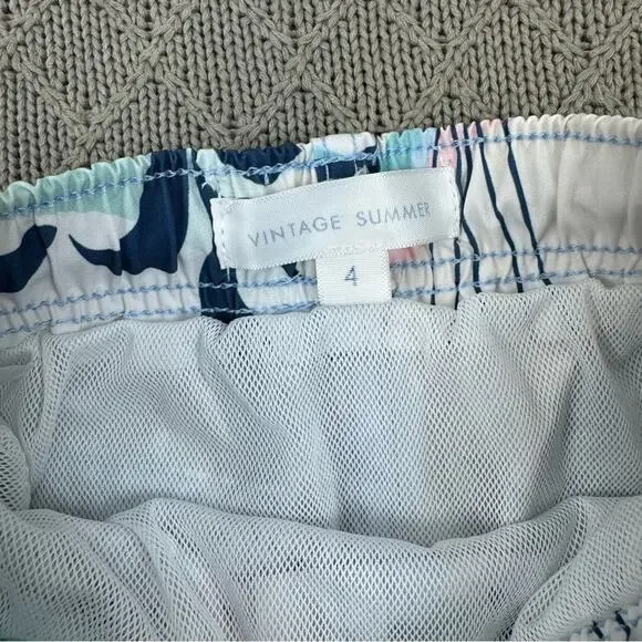 Vintage Summer Floral Print Kids Swim Shorts Trunks ~ 4 - Picture 5 of 11